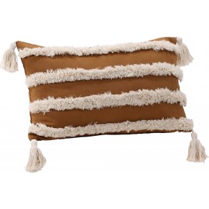 Housse de coussin Elina 50 x 30 cm - Marron/blanc