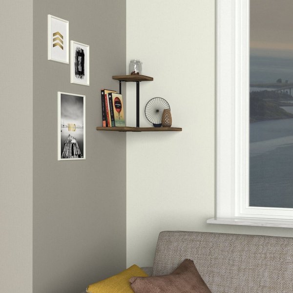 Agora vägghylla - Valnöt/svart Agora vägghylla - Valnöt/svart