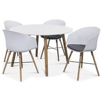 Rosvik matgrupp Runt bord vit/ek med 4 st Moon stolar Rosvik matgrupp Runt bord vit/ek med 4 st Moon stolar