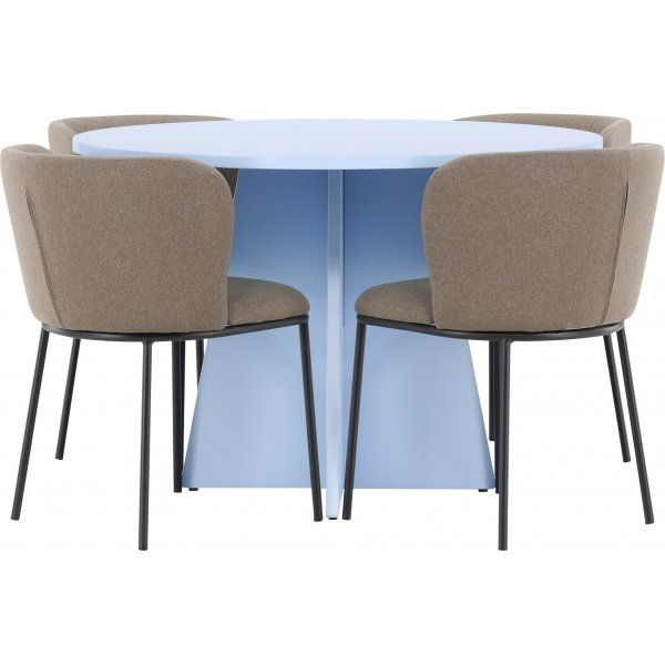 Matbord Bootcut med 4 st Edina stolar - Brun/svart/blå + 3.00 x Möbeltassar Matbord Bootcut med 4 st Edina stolar - Brun/svart/blå + 3.00 x Möbeltassar