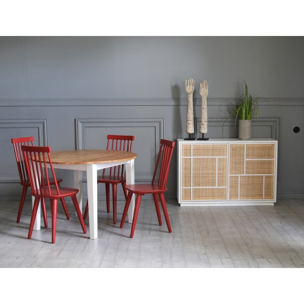 Buffet Stockholm 120 cm de large blanc avec rotin