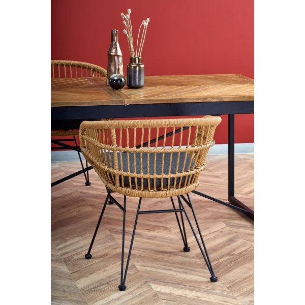 Table  manger extensible Santos 90x180-240 cm - Nid d'abeille/noir