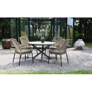 Groupe de salle  manger d'extrieur Scottsdale autour d'une table avec 4 chaises  structure Ystad - Beige/Gris