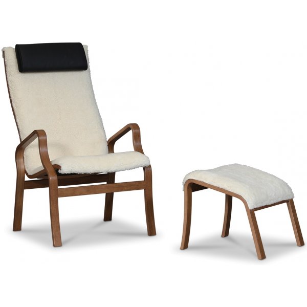 Lammet fåtölj i fårskinn scandinavian moonlight - Brunbetsad ek Lammet fåtölj i fårskinn scandinavian moonlight - Brunbetsad ek