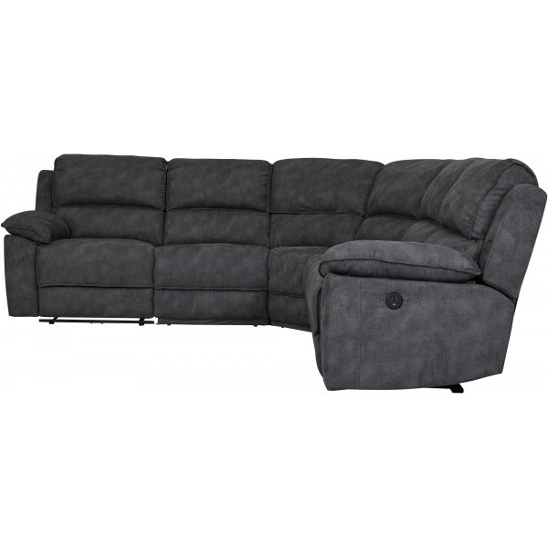 Elektrisk reclinersoffa i mörkgrå microfiber - Hörnsoffa 5-sits + Textilrengöring för möbler Elektrisk reclinersoffa i mörkgrå microfiber - Hörnsoffa 5-sits + Textilrengöring för möbler