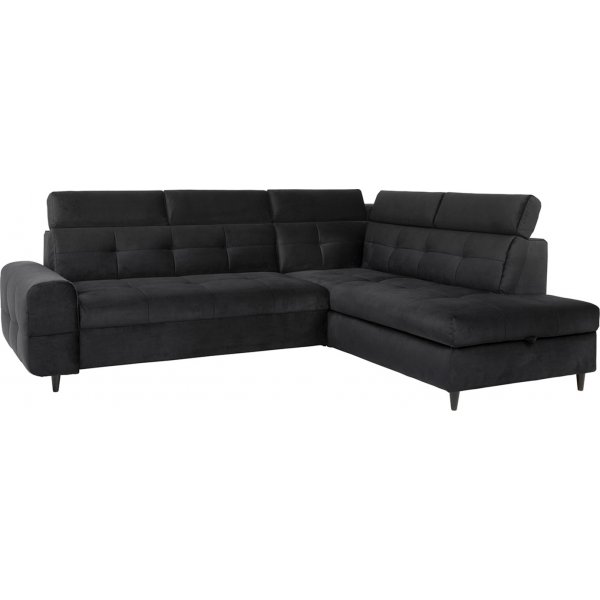 Canapé-lit d\\\'angle Matras avec bout ouvert à droite - Noir Canapé-lit d\\\'angle Matras avec bout ouvert à droite - Noir