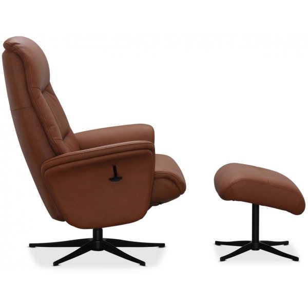 Venedig reclinerfåtölj med fotpall - Cognac (Semi-anilin) Venedig reclinerfåtölj med fotpall - Cognac (Semi-anilin)