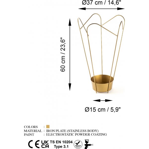 Porte-parapluie Plato 16 - Or Porte-parapluie Plato 16 - Or