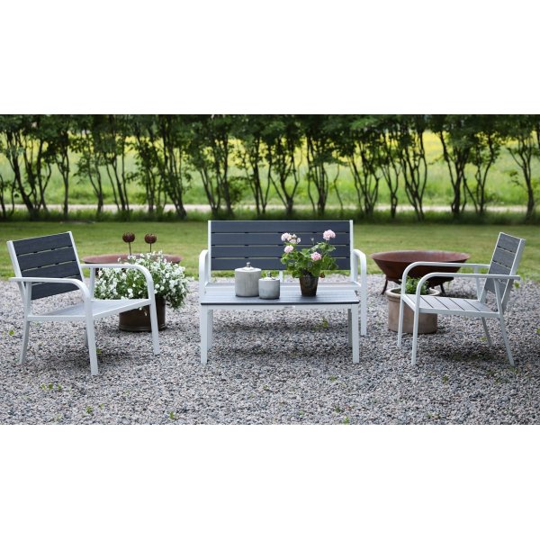 Alesund Loungegrupp - Vit/gr + Textilskydd fr mbler