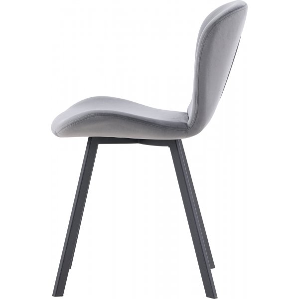 Chaise de salle  manger Lilja - Velours gris/noir
