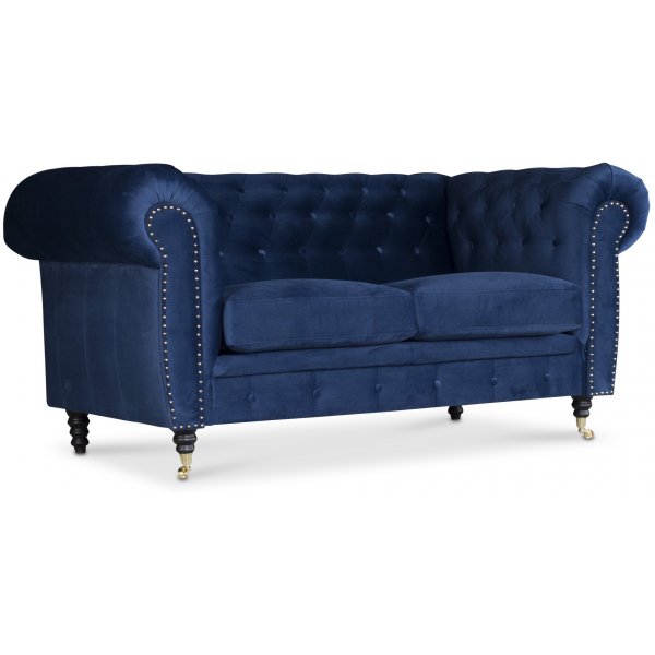 Sheffield Chesterfield 2-sits soffa - Bl (sammet)