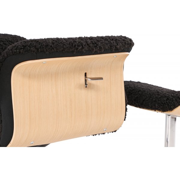 Hagn reclinerftlj med fotpall - Svart/oljad ek + Textilrengring fr mbler