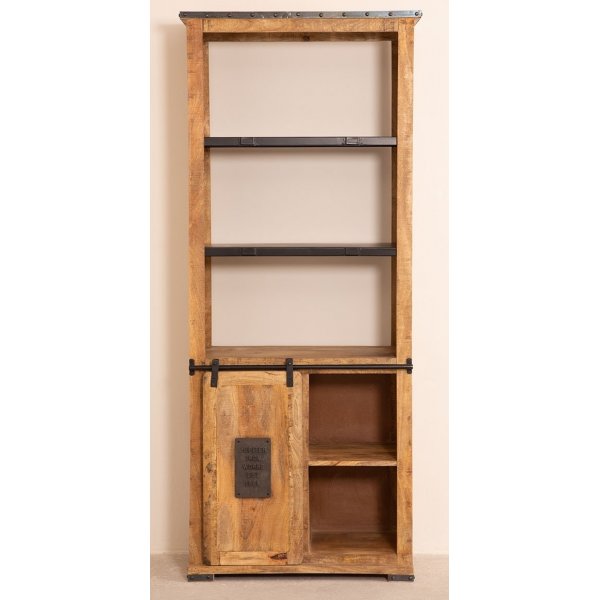 WoodCraft bokhylla med skjutdrr - Vintage / Mango + Mbeltassar
