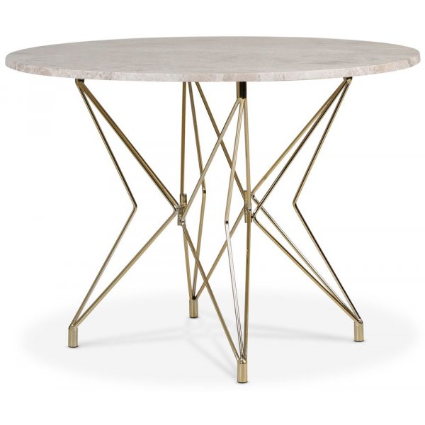 Zoo matbord i marmor 105 cm - Mssing / Grbeige marmor
