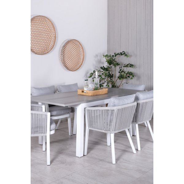 Albany utematgrupp med 6 st Virya stolar - Gr/Vit