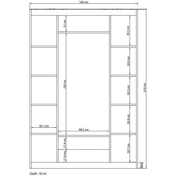 Armoire Inci 140 x 50 x 210 cm - Blanc Armoire Inci 140 x 50 x 210 cm - Blanc