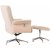 Hagn reclinerftlj med fotpall - Beige frskinnsimitation/whitewash ek + Textilrengring fr mbler