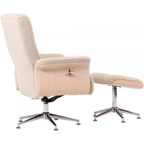 Fåtölj med fotpall - Beige / Whitewash Fåtölj med fotpall - Beige / Whitewash