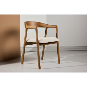 Matstol L�ng�n - brun ask / beige tyg