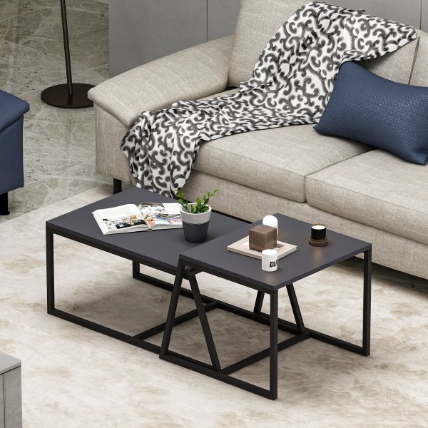Table basse Pat 75/55 x 50/57 cm - Anthracite Table basse Pat 75/55 x 50/57 cm - Anthracite