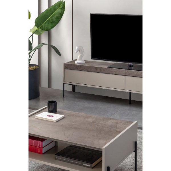 Beskar TV-bänk - Sandsten/svart Beskar TV-bänk - Sandsten/svart