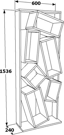 Dist bokhylla - Svart/ek