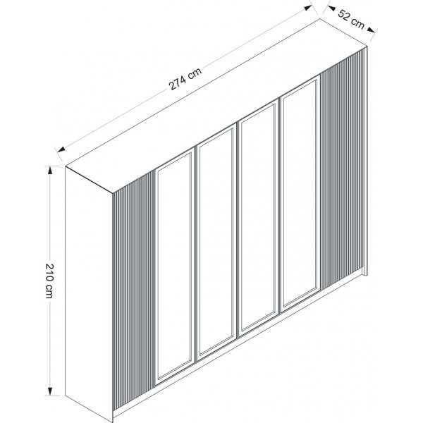 Cavolo garderob 270x52x210 cm - Vit/guld Cavolo garderob 270x52x210 cm - Vit/guld