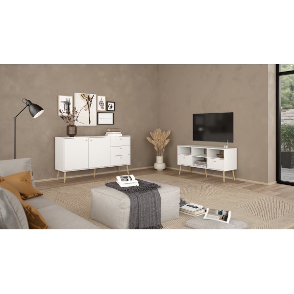 Sideboard Bodo | 2 drrar & 3 ldor | Vit