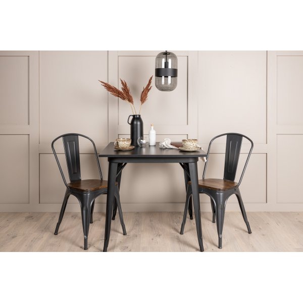 Tempe matgrupp, stlbord med 2 st stlstolar - Svart/valnt + 2.00 x Stolsdyna