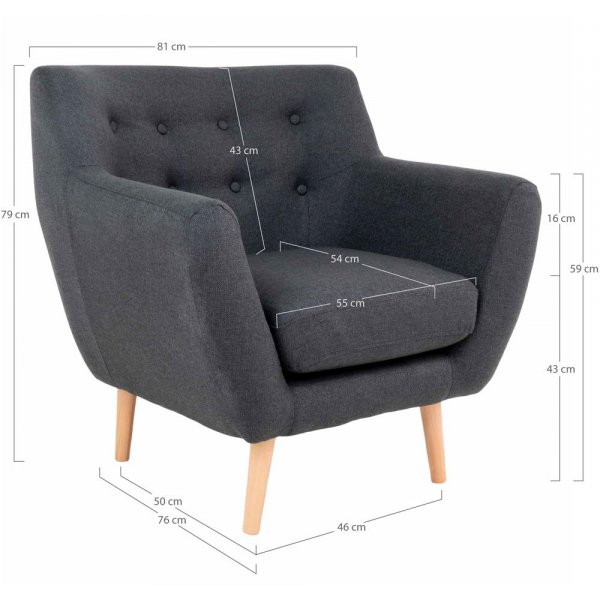 Monte Fåtölj - Mörkgrå/bok Monte Fåtölj - Mörkgrå/bok