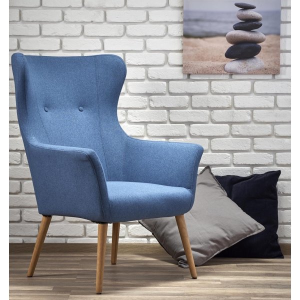 Lise öronlappsfåtölj - Blå (Tyg) / Trä Lise öronlappsfåtölj - Blå (Tyg) / Trä