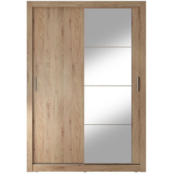 Armoire Mervyn avec portes coulissantes et intérieur, largeur 150 cm - Chêne Shetland Armoire Mervyn avec portes coulissantes et intérieur, largeur 150 cm - Chêne Shetland