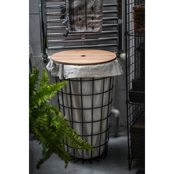 Panier à linge Hazel - Chêne/noir Panier à linge Hazel - Chêne/noir