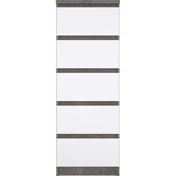 Naia smal dressoir met 5 lades - Beton/wit Naia smal dressoir met 5 lades - Beton/wit
