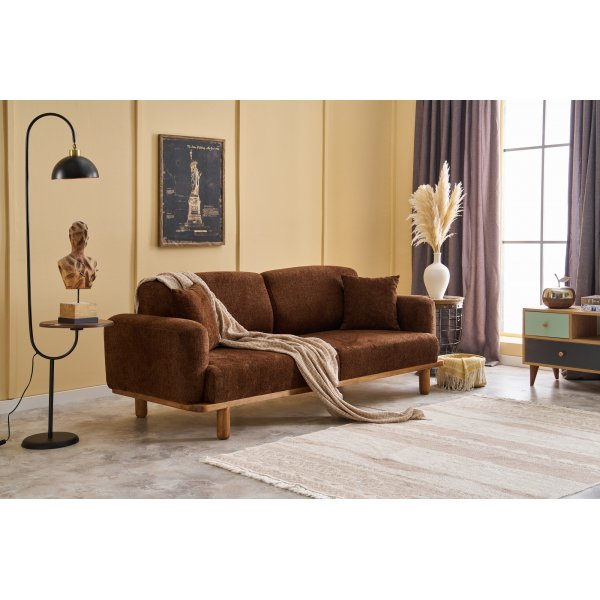 Canapé 3 places Reims - Marron/cuivre Canapé 3 places Reims - Marron/cuivre