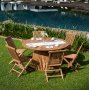 Salt utematgrupp runt 150 cm bord med 6 st matstolar - Teak + Trolja fr mbler