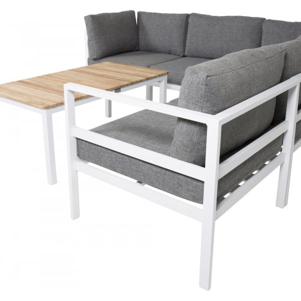 Copacabana hörnsoffgrupp - Vit/Teak/Grå Copacabana hörnsoffgrupp - Vit/Teak/Grå