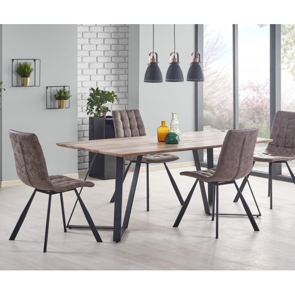 Table  manger Lykke 180 x 90 cm - Chne teint fonc / Mtal noir