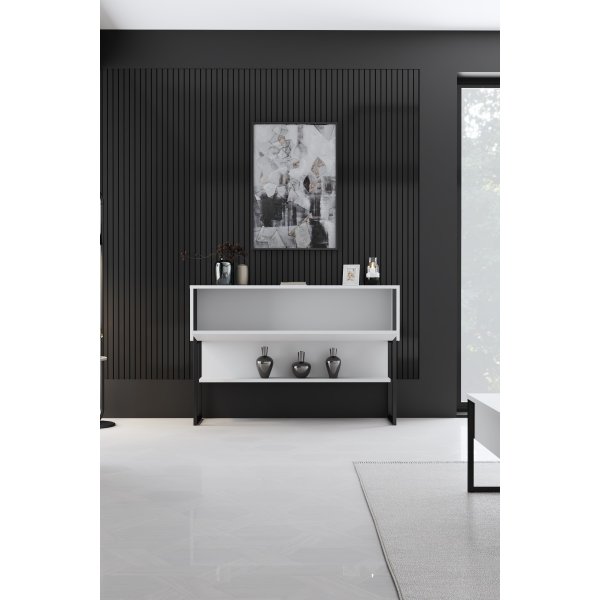 Table relief Lux 120 x 30 cm - Blanc/noir