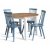 Groupe de salle  manger Dalsland: Table ronde en chne / blanc avec 4 Pinnstola bleu tourterelle