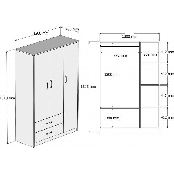 Armoire Grande - Chêne/gris Armoire Grande - Chêne/gris