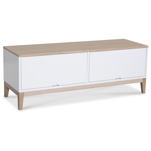 Borgholm TV-bnk small - Vit / Oljad ek