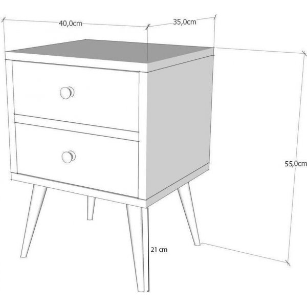 Malm nachtkastje - Wit/walnoot