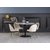Groupe de salle  manger Plaza, table en marbre avec 4 chaises en velours Plaza - Beige/Laiton/Noir