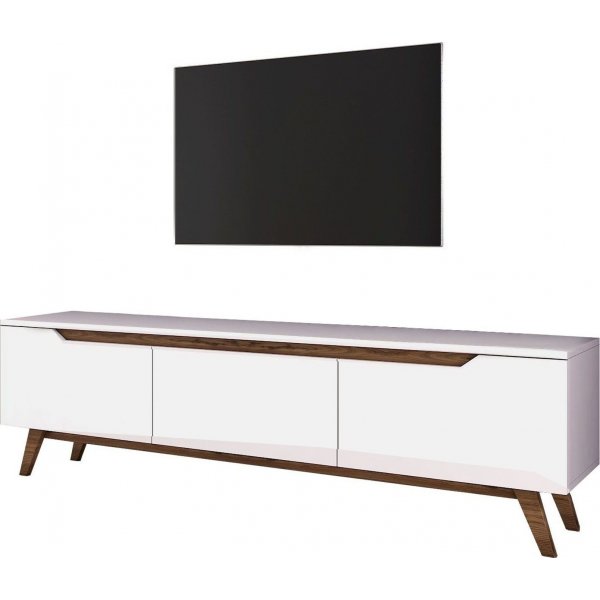 Duno mediabänk - Vit/mörk valnöt Duno mediabänk - Vit/mörk valnöt