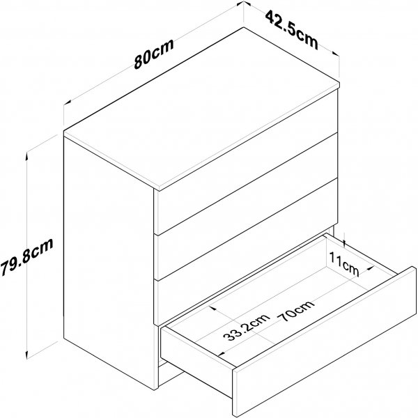 Mendy ladekast B: 80 cm - Walnoot/wit Mendy ladekast B: 80 cm - Walnoot/wit