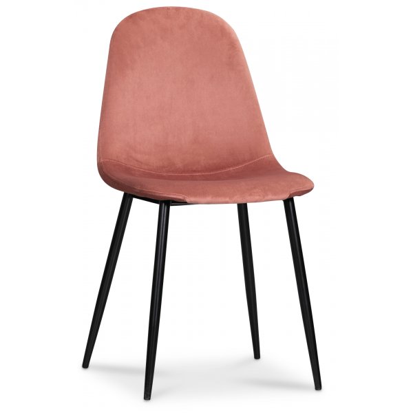 Seat matgrupp, runt matbord med 4 st Carisma sammetsstolar - Vit/Korall