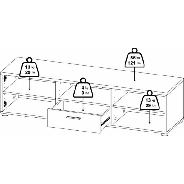 Banc mdia avec tiroirs - Noir