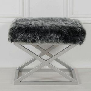 Pouf Capraz Plush - Argent/gris