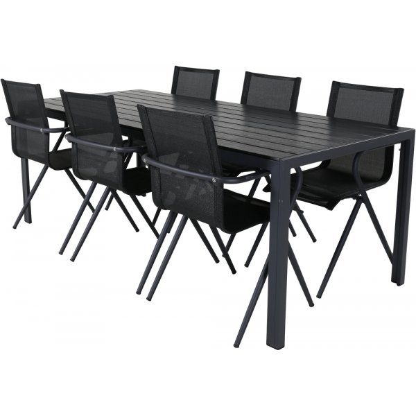 Break utematgrupp med 6 st Alina stolar - Svart Break utematgrupp med 6 st Alina stolar - Svart